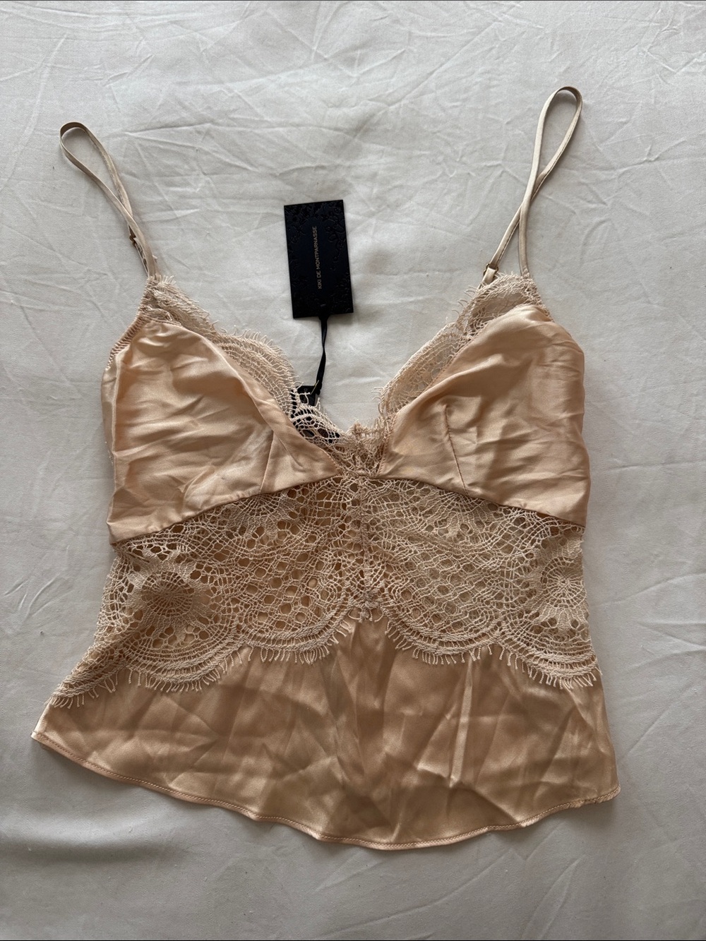 Kiki de Montparnasse Silk Lace Top in Nude